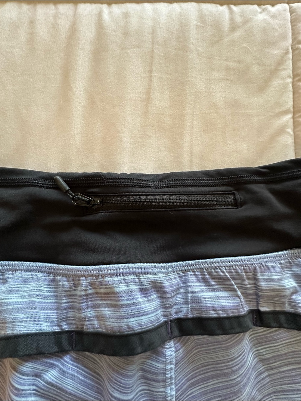 Lululemon Women’s Black, Light  Blue & Gray Striped Athletic Shorts - Picture 3 of 4